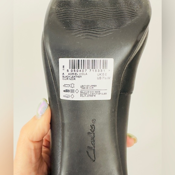 Clarks Collection Adriel Viola Black Dress Pump Ortholite Footbed 7 1/2 W - Picture 14 of 15